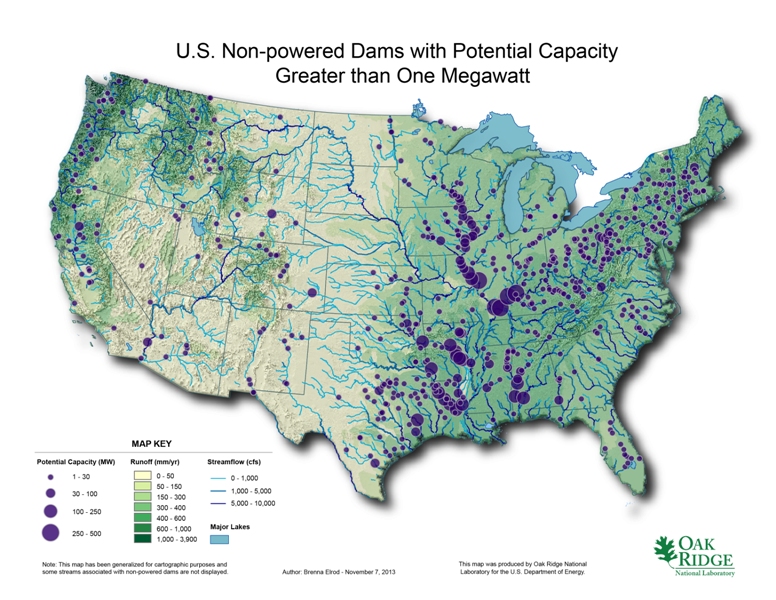 Dams Unpowered with Potential for 1 Megawatt